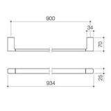Luna Single Towel Rail Black - Caroma 930mm 99613BL