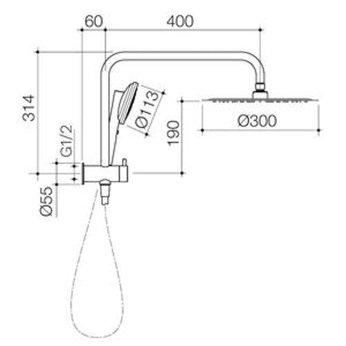Urbane II Compact Twin Shower Brushed Nickel 99632BN3A - Caroma