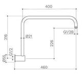 Urbane II 460mm Upswept Shower Arm Matte Black 99642B - Caroma