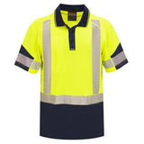 Polo Day/Night Lightweight 150GSM Quick-Dri Cotton Backed Yellow/Navy Large