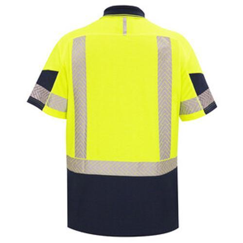Polo Day/Night Lightweight 150GSM Quick-Dri Cotton Backed Yellow/Navy Large