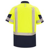 Polo Day/Night Lightweight 150GSM Quick-Dri Cotton Backed Yellow/Navy Medium