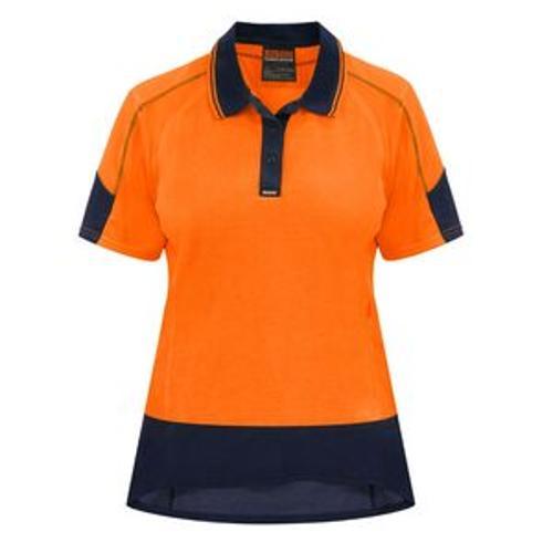 Polo Shirt Womens Short Sleeve Day Only Orange/Navy Size 10 - Bison