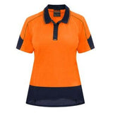 Polo Shirt Womens Short Sleeve Day Only Orange/Navy Size 10 - Bison