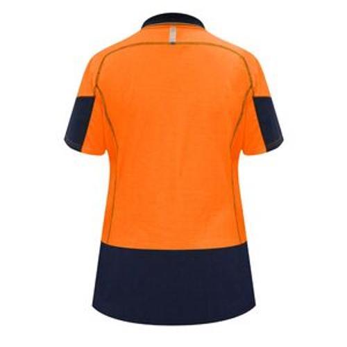 Polo Shirt Womens Short Sleeve Day Only Orange/Navy Size 10 - Bison