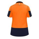 Polo Shirt Womens Short Sleeve Day Only Orange/Navy Size 10 - Bison