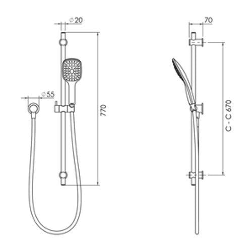 Slique Single Spray Slide Shower Chrome