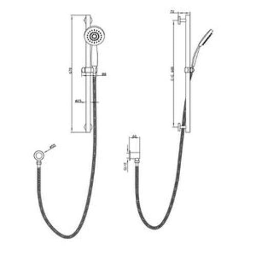 Slide Shower Handshower With 3 Functions Chrome - Pioneer