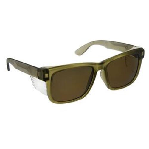 Frontside Safety Glasses Polarised Smoke Lens With Khaki Frame - Pro Choice