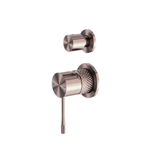 Opal Shower Mixer With Diverter Separate Plate Brushed Bronze - Nero