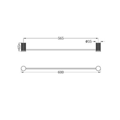 Opal Single Towel Rail - Nero 600mm Brushed Gold
