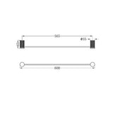 Opal Single Towel Rail - Nero 600mm Brushed Gold