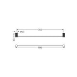 Opal Single Towel Rail - Nero 800mm Brushed Nickel