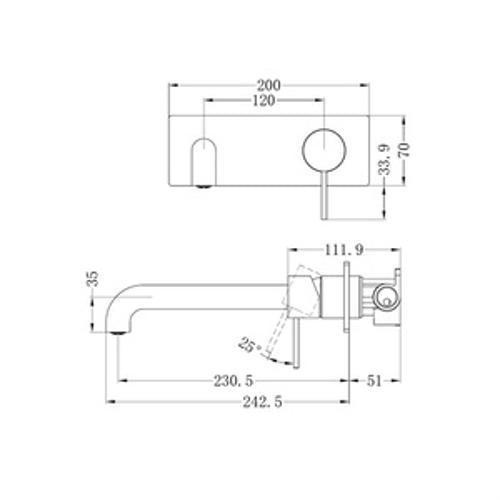 Mecca Wall Basin/Bath Mixer - Nero 230mm Chrome