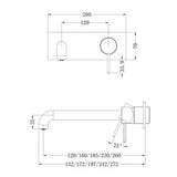 Mecca Wall Basin/Bath Mixer - Nero 230mm Trim Kit Brushed Bronze