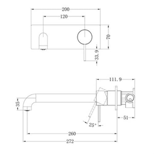Mecca Wall Basin/Bath Mixer - Nero 260mm Trim Kit Matte White