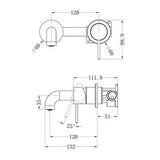 Mecca Wall Basin/Bath Mixer Separate Back Plate 120mm Trim Kit Matte Black