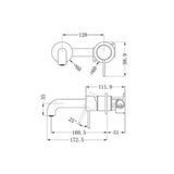 Mecca Wall Basin/Bath Mixer Separate Back Plate - Nero 160mm Gun Metal