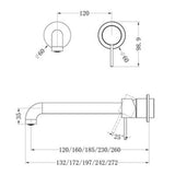 Mecca Wall Basin/Bath Mixer Separate Back Plate - Nero 230mm Trim Kit Gun Metal