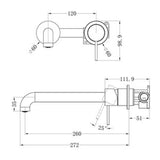 Mecca Wall Basin/Bath Mixer Separate Back Plate - Nero 260mm Brushed Bronze