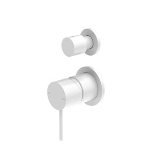 Mecca Shower Mixer With Diverter Separate Back Plate Matte White - Nero