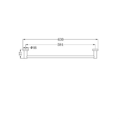 Mecca Single Towel Rail - Nero 600mm Brushed Nickel