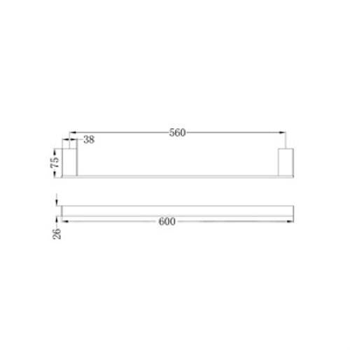 Celia Single Towel Rail - Nero 600mm Brushed Nickel