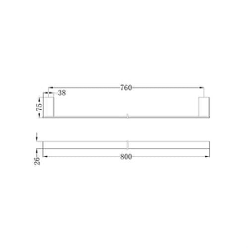 Celia Single Towel Rail - Nero 800mm Brushed Nickel