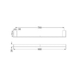 Celia Single Towel Rail - Nero 800mm Brushed Nickel
