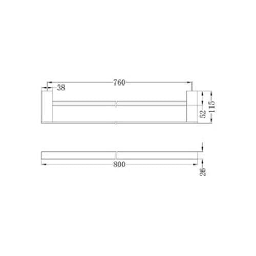 Celia Double Towel Rail - Nero 800mm Chrome