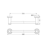 Classic Single Towel Rail - Nero 600mm Brushed Nickel