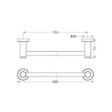 Classic Single Towel Rail - Nero 800mm Matte Black
