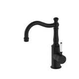 York Basin Mixer Hook Spout Matte Black With White Porcelain Lever - Nero