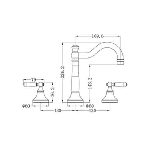 York Basin Tap Set Chrome With Metal Lever - Nero