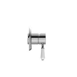 York Shower Mixer With White Porcelain Lever Chrome - Nero