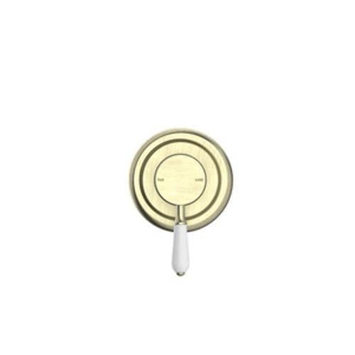 York Shower Mixer With White Porcelain Lever Aged Brass - Nero