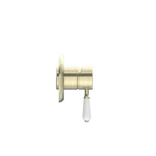 York Shower Mixer With White Porcelain Lever Aged Brass - Nero