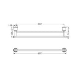 York Double Towel Rail - Nero 600mm Matte Black
