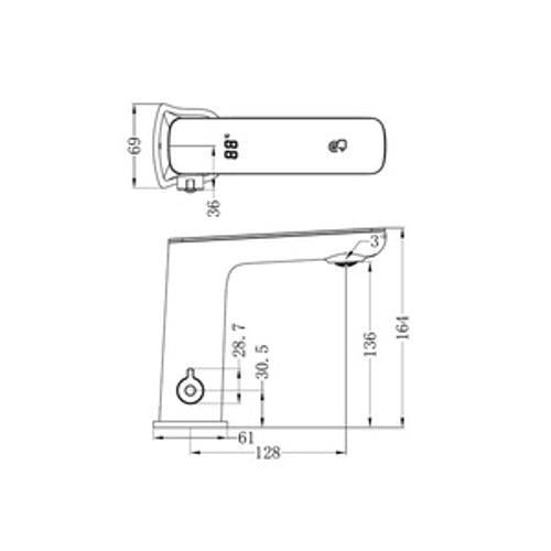 Claudia Sensor Mixer Black Top Display Brushed Bronze - Nero