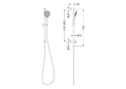 Mecca Shower Rail With Air Shower Matte Black - Nero