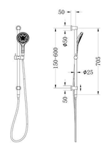 Mecca Shower Rail With Air Shower II Brushed Bronze - Nero
