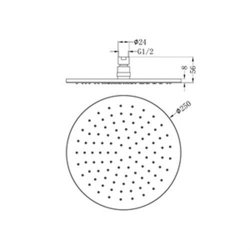 250mm Round Shower Head Brushed Nickel - Nero
