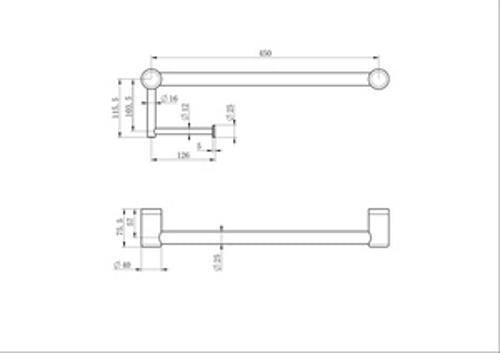 Mecca Care 25mm Toilet Roll Rail 450mm Gun Metal - Nero