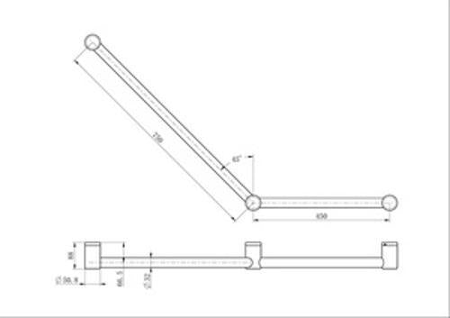 Mecca Care 32mm Ambulant Toilet Grab Rail 45 Degree 750 x 450mm Matte Black