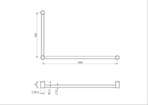 Mecca Care 32mm DDA Grab Rail Set 90 Degree 600 x 1000mm Chrome - Nero