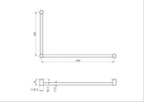 Mecca Care 32mm DDA Grab Rail Set 90 Degree 600 x 1000mm Chrome - Nero