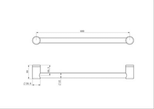 Mecca Care 32mm Grab Rail 600mm Brushed Nickel - Nero