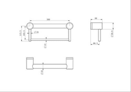 Mecca Care 32mm Grab Rail With Towel Holder 300mm Chrome - Nero
