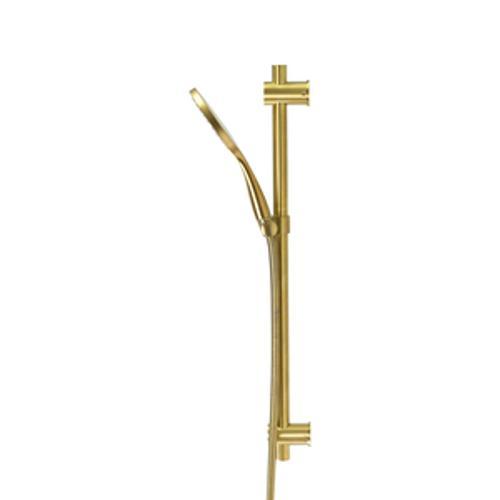Circo Single Spray Slide Shower Set All Pressures 1.5m Hose Brushed Gold Wall