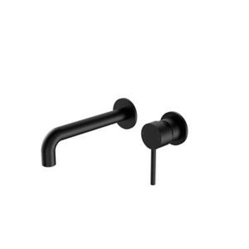 Dolce Wall Basin Bath Mixer Matte Black Separate Back Plate - Nero